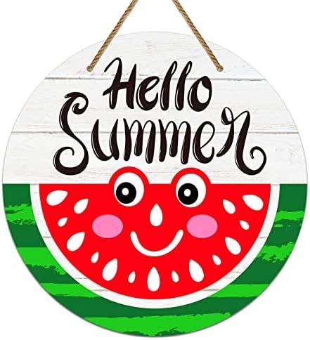 PETCEE Hello Summer Door Sign,11.4" Cute Watermelon Summer Decor Sign Farmhouse Welcome Summer Hangi | Amazon (US)