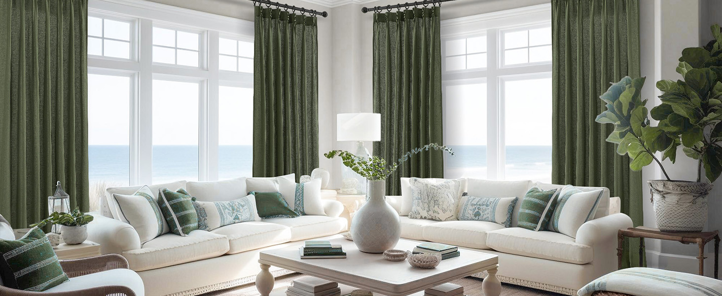 Topfinel 90 Inches Long Linen Curtains for Living Room 2 Panels Set,Back Tab Pinch Pleated Hooks ... | Amazon (US)