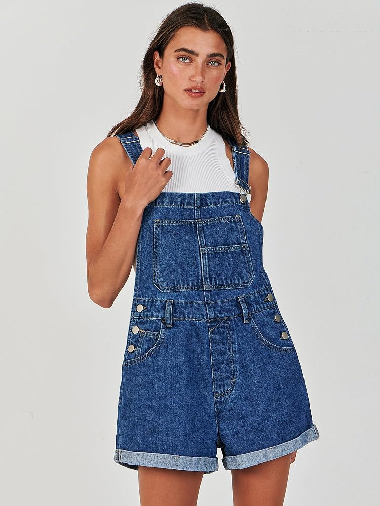 ANRABESS Overalls for Women Denim Shorts Overalls 2026 Summer Casual Loose Fit Adjustable Rompers... | Amazon (US)