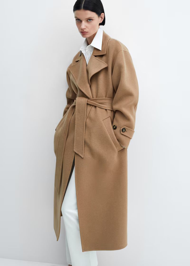 Woolen coat with belt -  Women | Mango USA | MANGO (US)