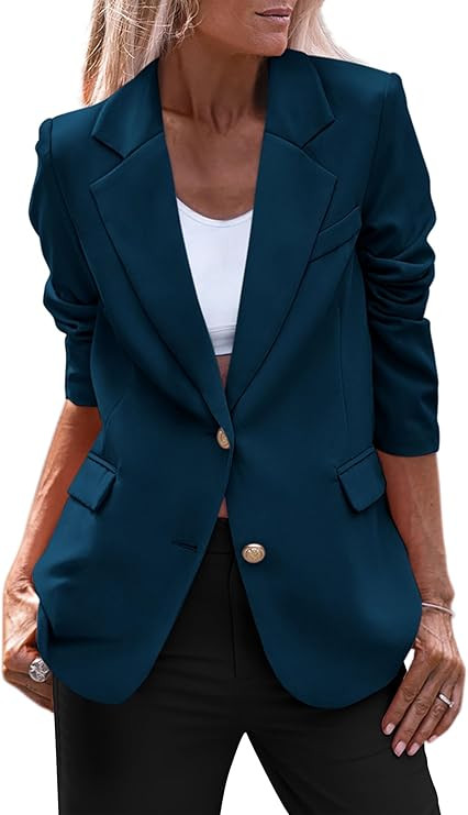 PRETTYGARDEN Women's 2024 Fall Business Casual Blazers Long Sleeve Notch Lapel Trendy Work Office... | Amazon (US)