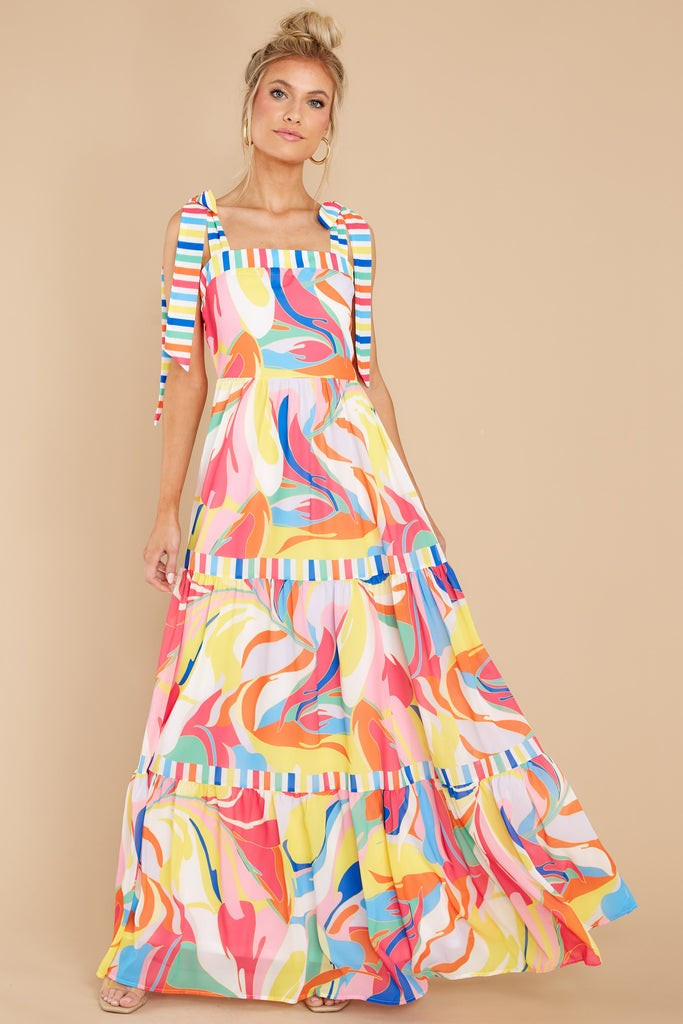 Beyond The Stars Rainbow Print Maxi Dress | Red Dress 