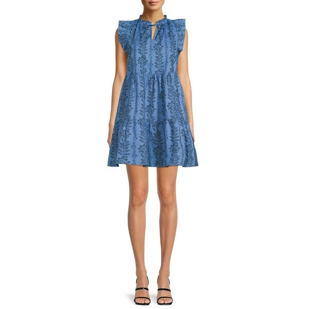 Time and Tru Women's V-Neck Peasant Dress - Walmart.com | Walmart (US)