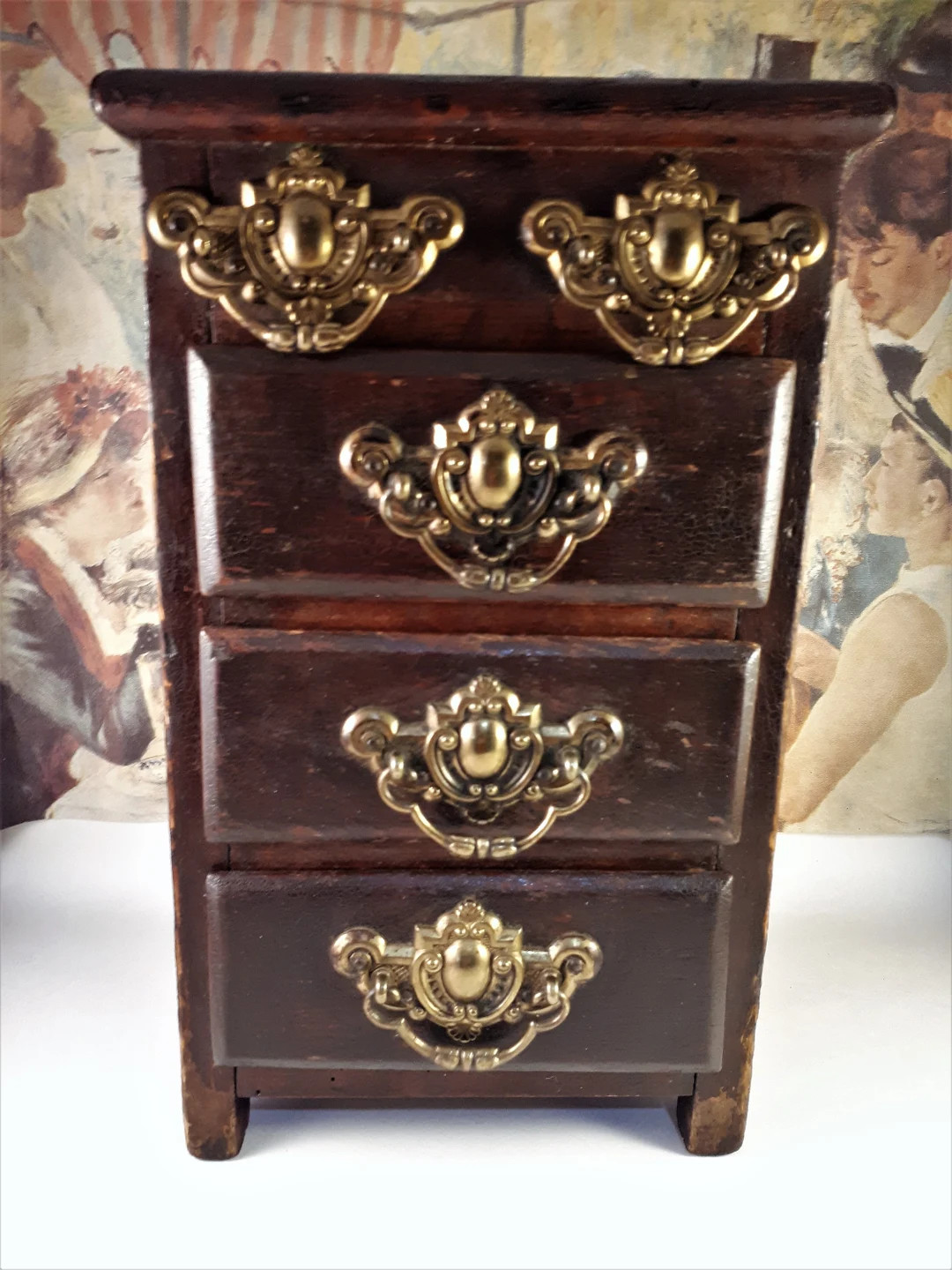 Antique Circa 1880 - 1910 Salesman's Sample Dresser Dark Stained Oak With Original Brass Pulls | Etsy (US)