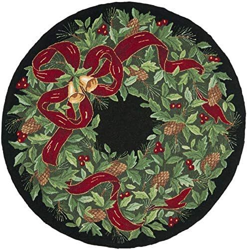 SAFAVIEH Vintage Poster Collection 5' x 5' Round Black / Green VP323A Handmade Christmas Wreath Nove | Amazon (US)