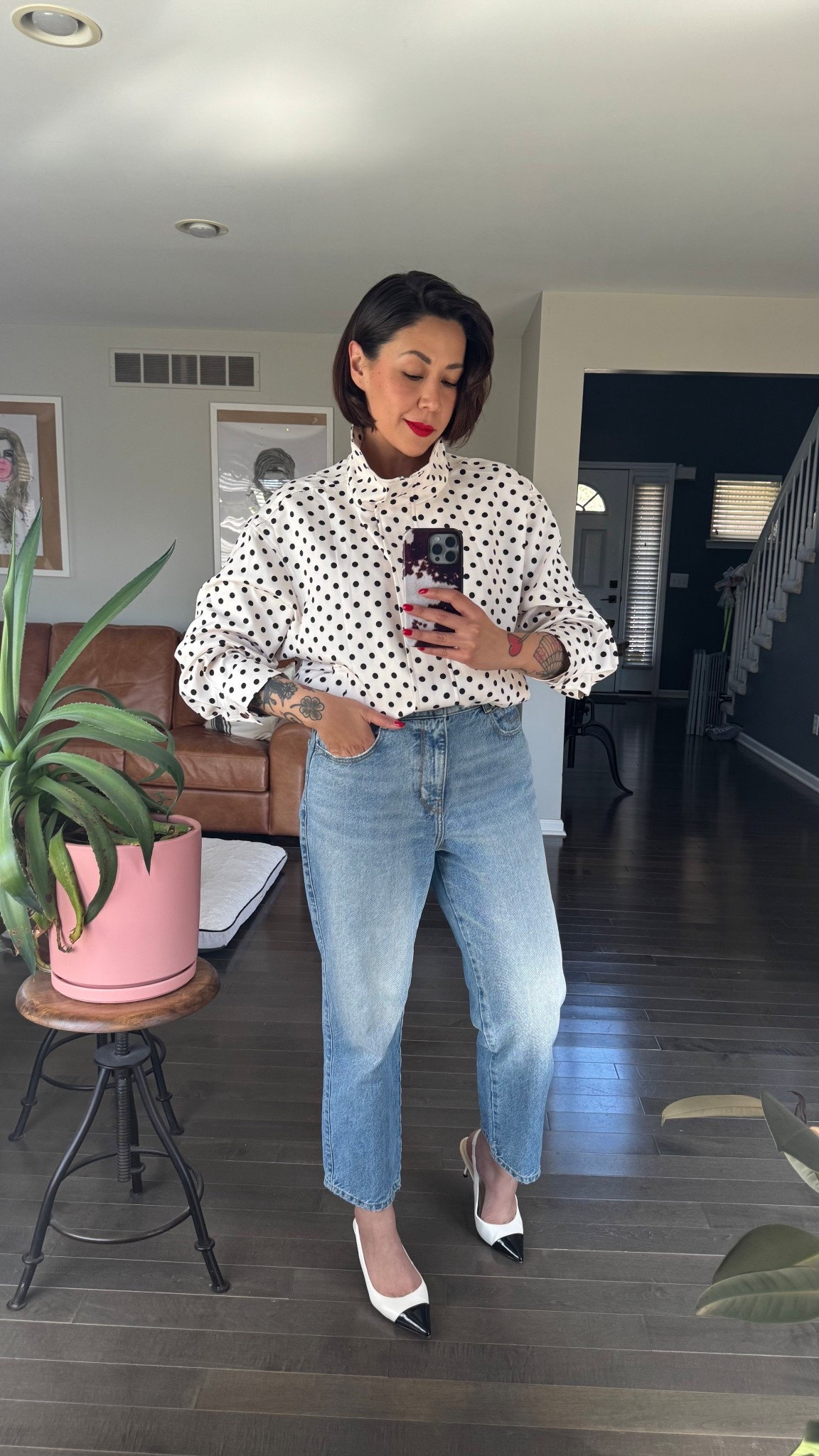 Chamarra polka dot
Talla Mediana
Y los slingback true to size ❤️

#LTKMidsize #LTKgrwm #LTKWorkwear