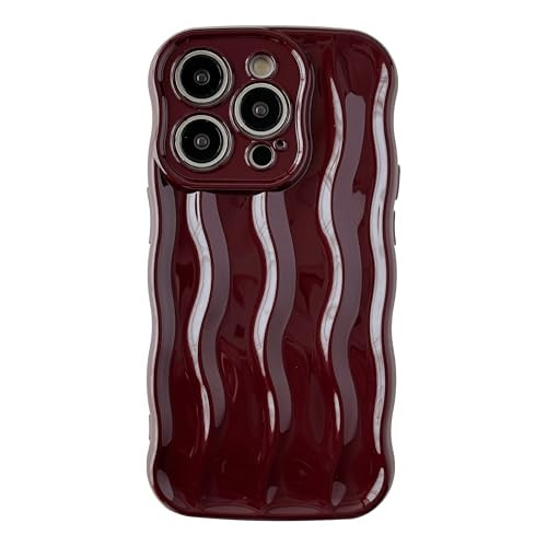 Caseative for iPhone 15 Pro Case,Water Ripple Pattern Curly Wave Frame Soft Phone Case (Wine Red) | Amazon (US)
