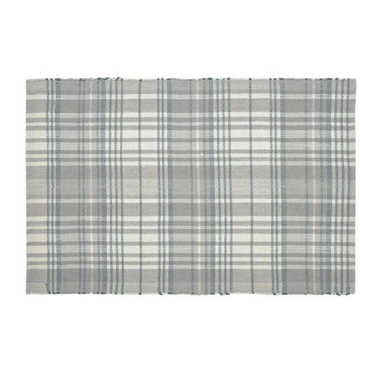 My Texas House Grey Plaid Layering Polyester Indoor/Outdoor Area Rug, 24" x 36" - Walmart.com | Walmart (US)