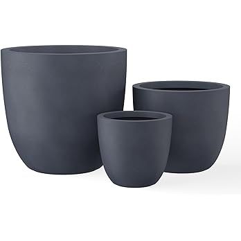 Kante 18",14",10" Dia Concrete Round Planters (Set of 3), Outdoor Indoor Large Planter Pots with ... | Amazon (US)