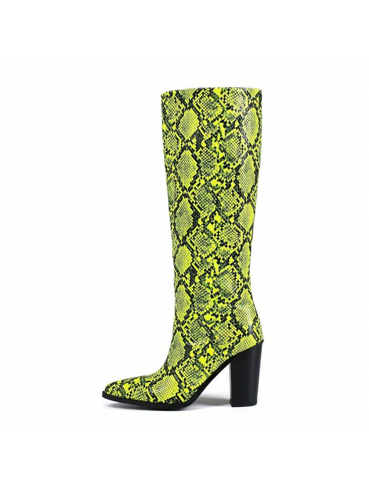 Pointy Toe Side Zipper Knee High BootsGBP£27.49-28% | SHEIN