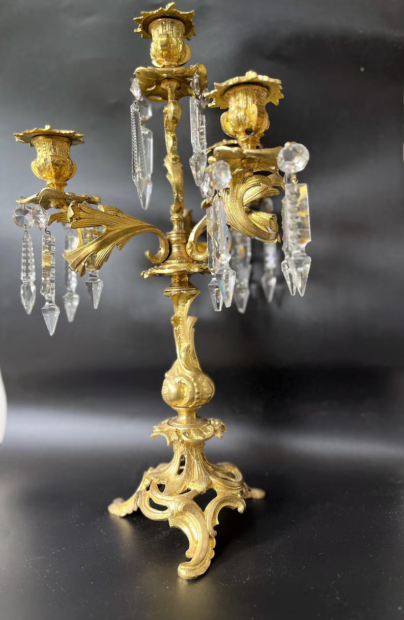 Luxury Rococo Ornate Gilded Bronze Candelabra, Art Nouveau, Baroque Tabletop Decorative Candle Ho... | Etsy (US)