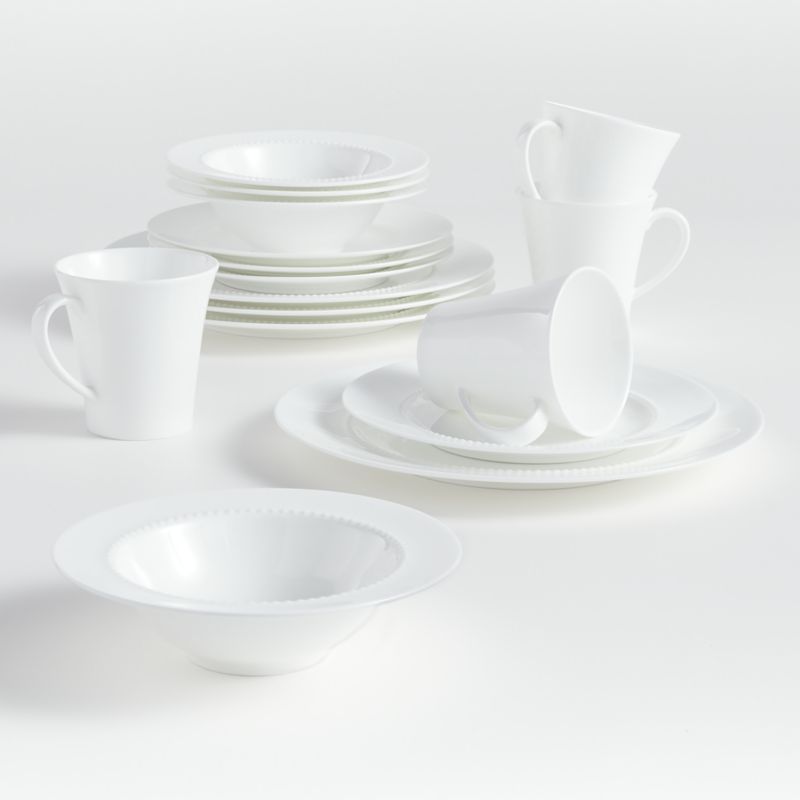 White Pearl 16-Piece Dinnerware Set + Reviews | Crate and Barrel | Crate & Barrel