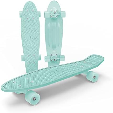 Hurley 22 inch Solid Color Premium Plastic Complete Skateboard Cruiser with ABEC 7 Bearings, 3 in... | Amazon (US)