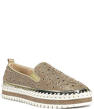 Azalea Wang Brittany Rhinestone Platform Slip-On Sneakers - 6 | Dillard's