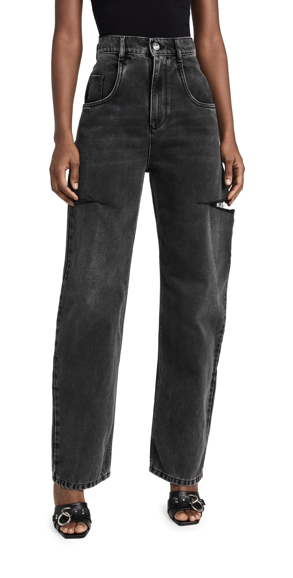 Maison Margiela Denim Jeans with Slash Details Black Washed 40 | Shopbop