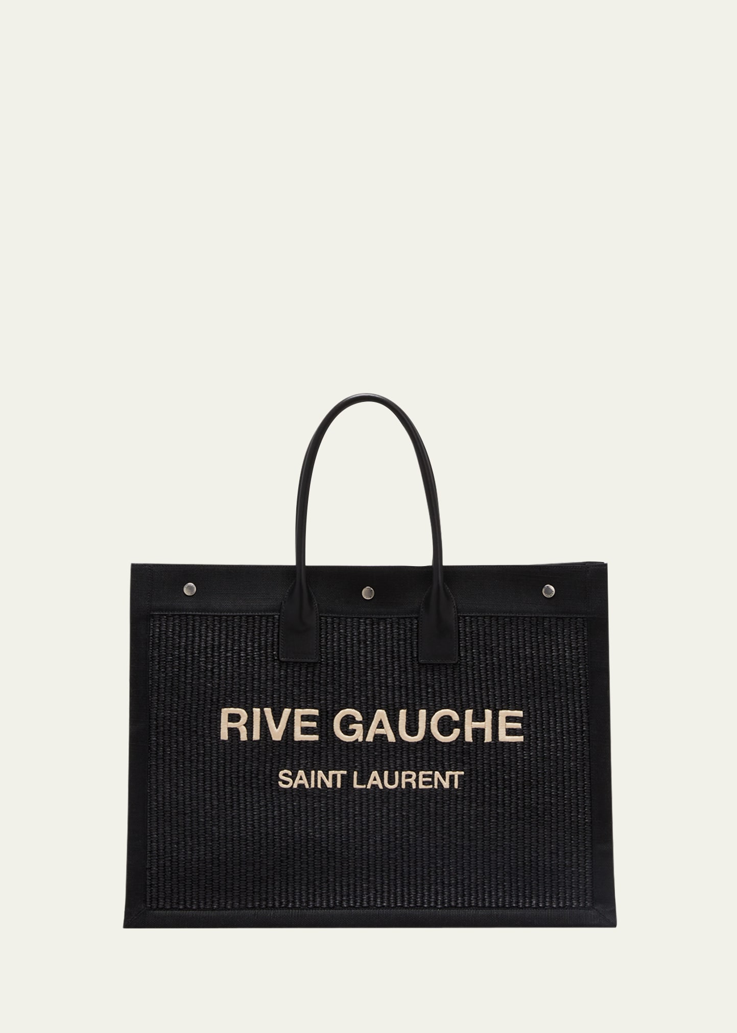 Saint Laurent Men's Rive Gauche Raffia Canvas Tote Bag | Bergdorf Goodman