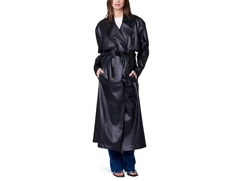 Blank NYC Leather Trench Coat (Black) Women's Coat | Zappos