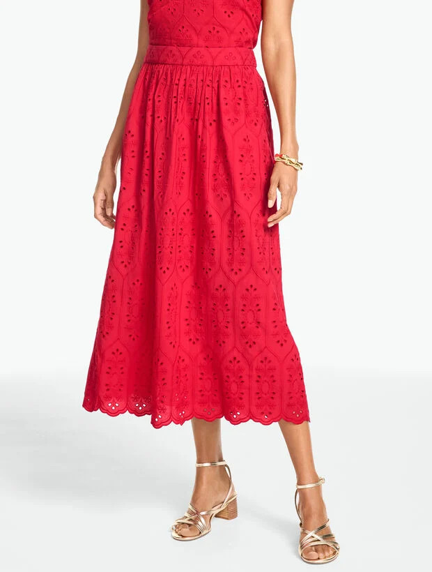 Marquise Eyelet Midi Skirt | Talbots