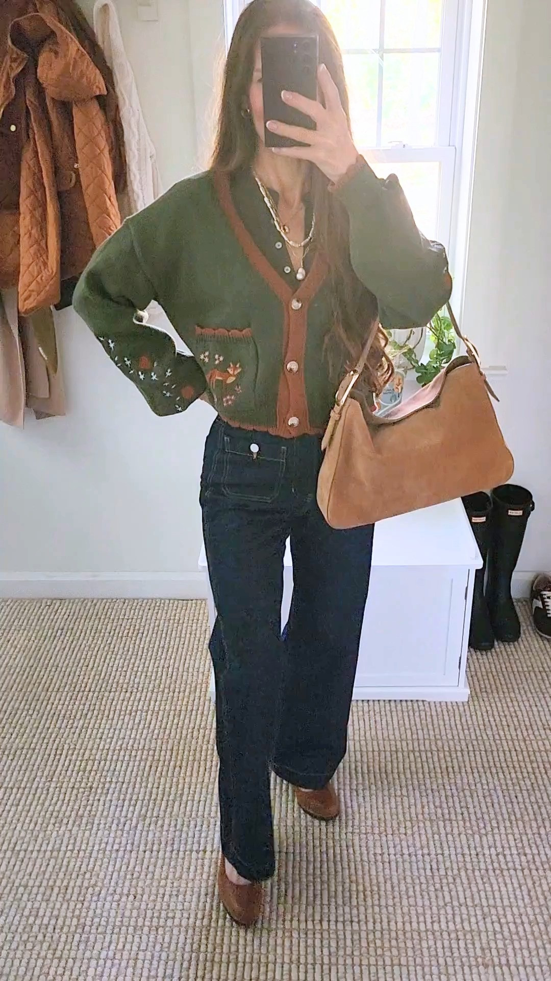 This cardigan 🦊 the little fox detail on the pockets is just too cute.
Love a cozy knit with personality — paired with denim and warm brown accessories for an easy everyday look.
Linked this and similar styles.

#stpattysday #green #stpatricksday
#ltkstyle #ltkit #ltkfashion #ltkfinds #fallstyle #everydaystyle #effortlessstyle #cozystyle #cardiganstyle #denimoutfit #jeansoutfit #earthtones #brownandgreen #casualchic #simpleoutfit #elevatedbasics #classicstyle #over40style #over50style #midlifefashion #outfitinspo #ootd #ltkunder100 

 #LTKdayinmylife #LTKselfcare #LTKHome