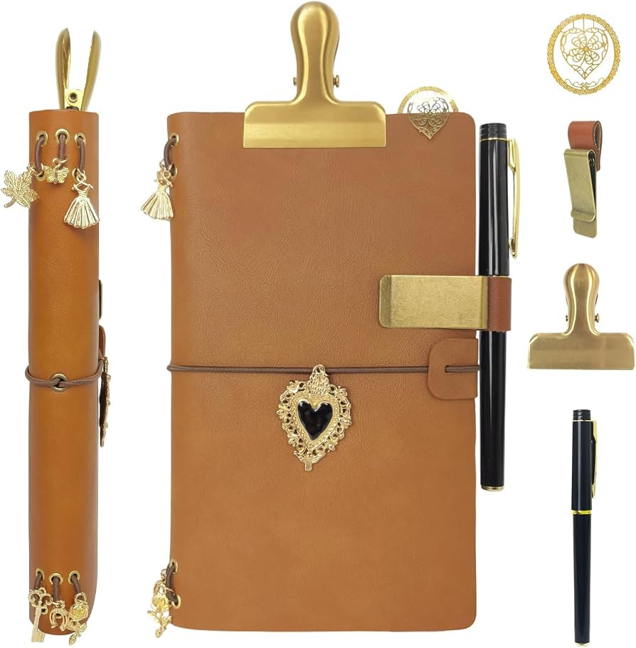 Handmade Travel Notebook Passport Holder \u2013 Vegan Leather Refillable Traveler\u2019s Journal ... | Amazon (US)