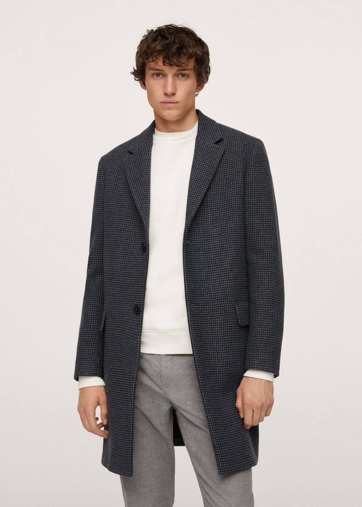 Houndstooth wool-blend coat | MANGO (US)
