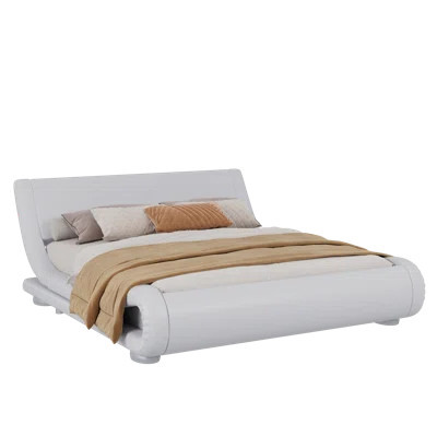 Bettejean Upholstered Profile Sleigh Bed with Luxury Ergonomic Faux Leather Headboard | Wayfair North America