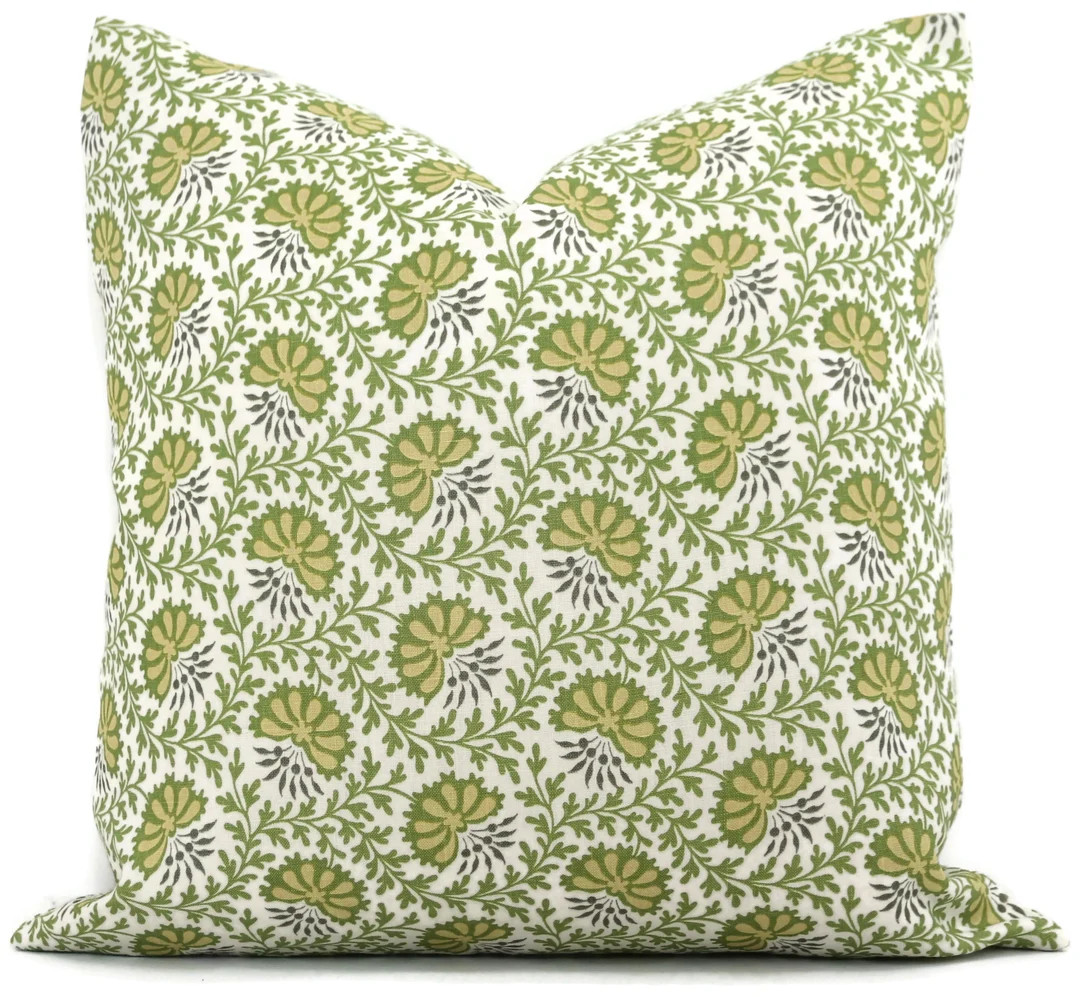 Sister Parish Vreeland Green Decorative Pillow Cover  18x18, 20x20, 22x22, Eurosham or lumbar, fl... | Etsy (US)