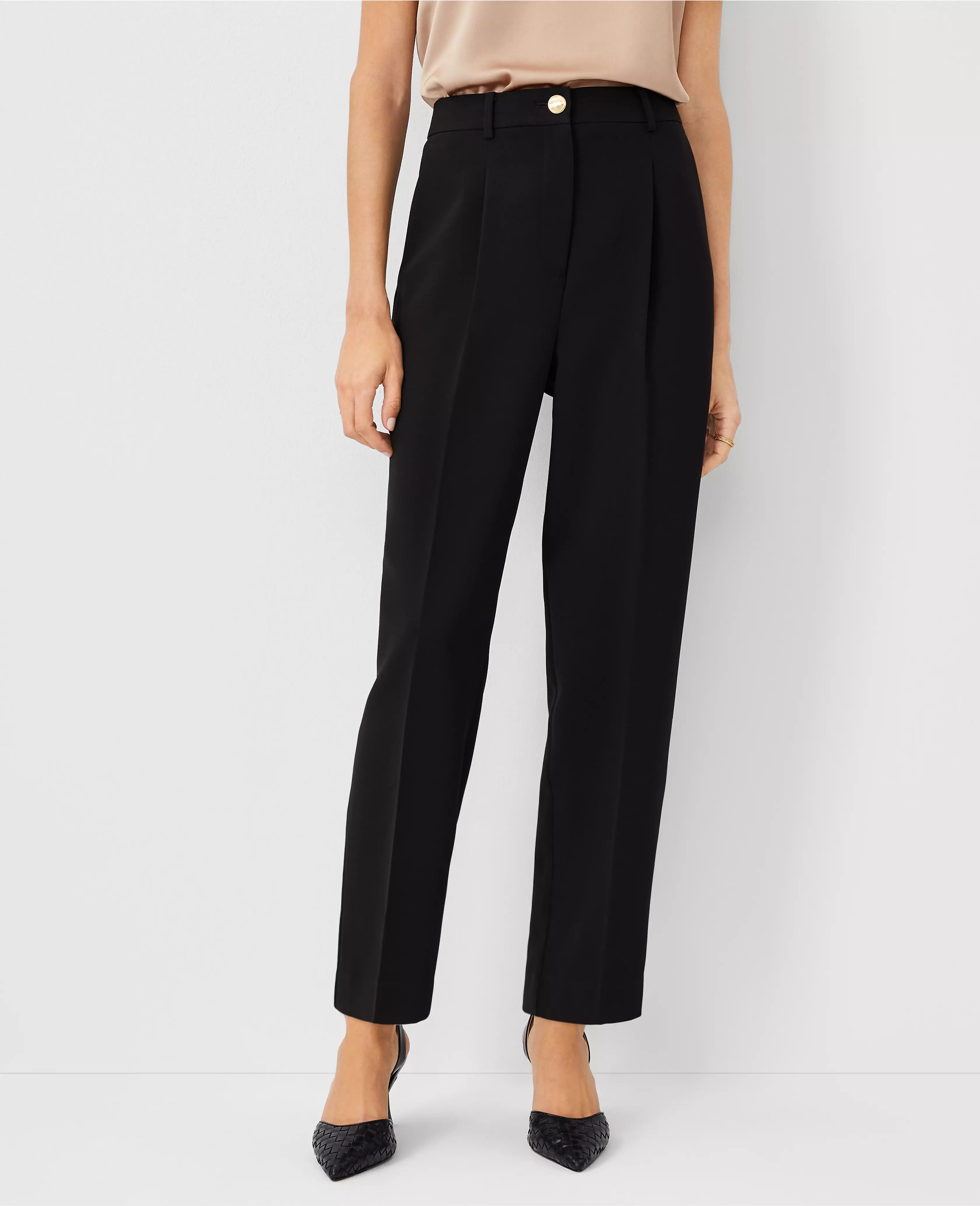 The High Rise Pleated Taper Pant in Fluid Crepe | Ann Taylor (US)