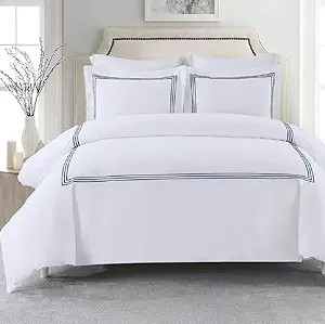 Royal Tradition 2pc Percale Duvet Cover Set (Twin/Twin XL, Navy) Adeline Embroidered Comforter Co... | Amazon (US)