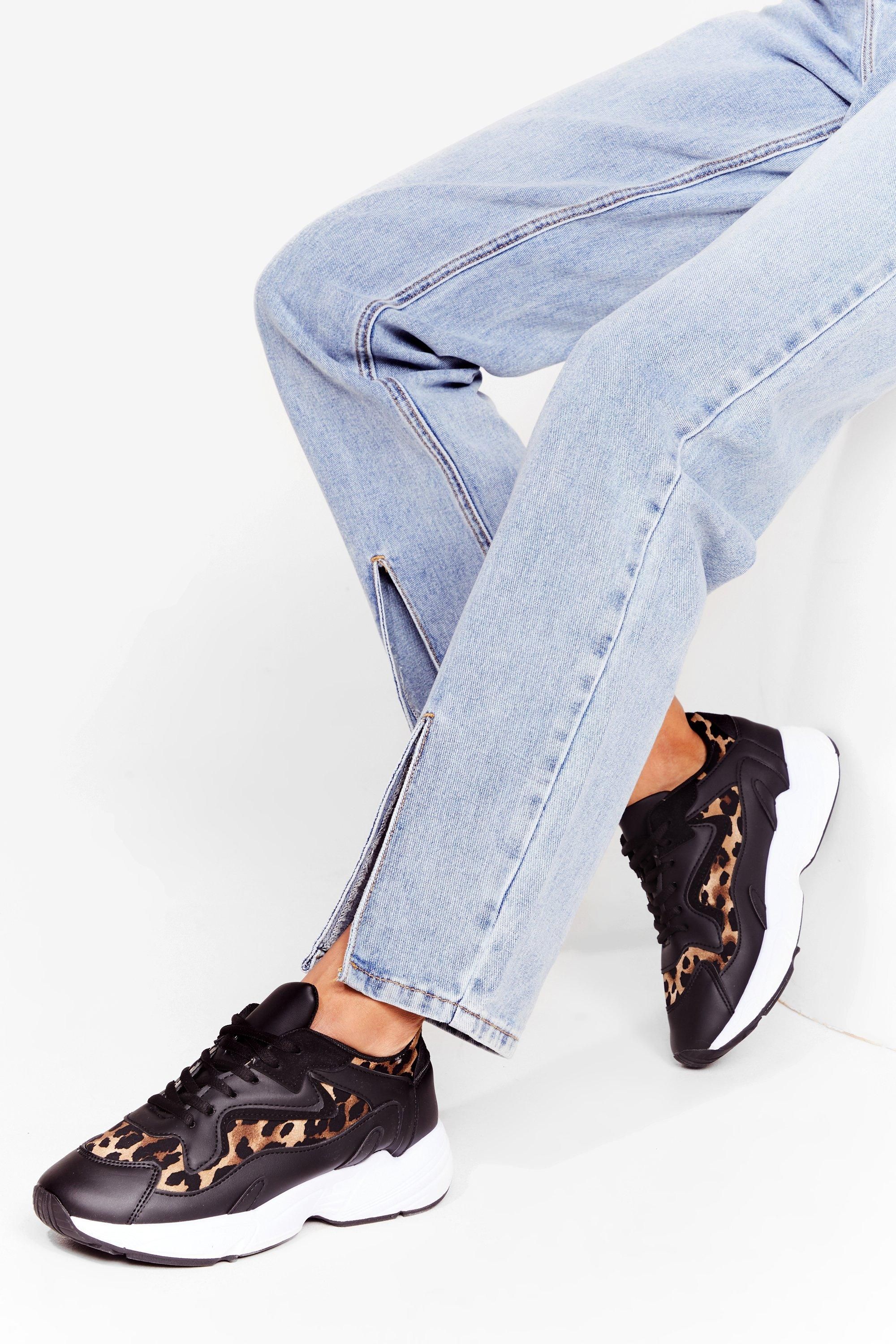 Womens Follow My Way Leopard Chunky Sneakers - Black | NastyGal (US & CA)