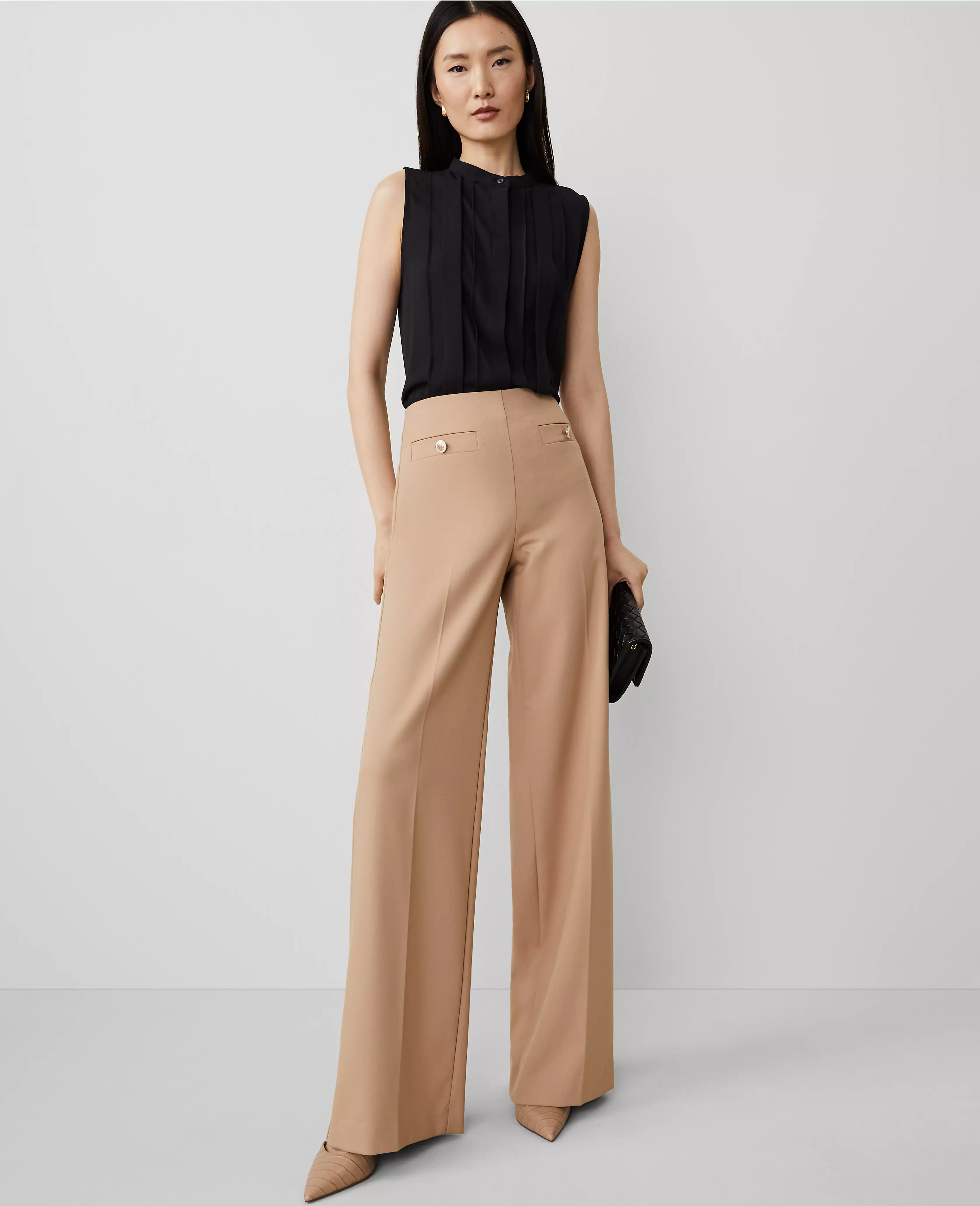 The Button Trim Sailor Wide-Leg Pant | Ann Taylor