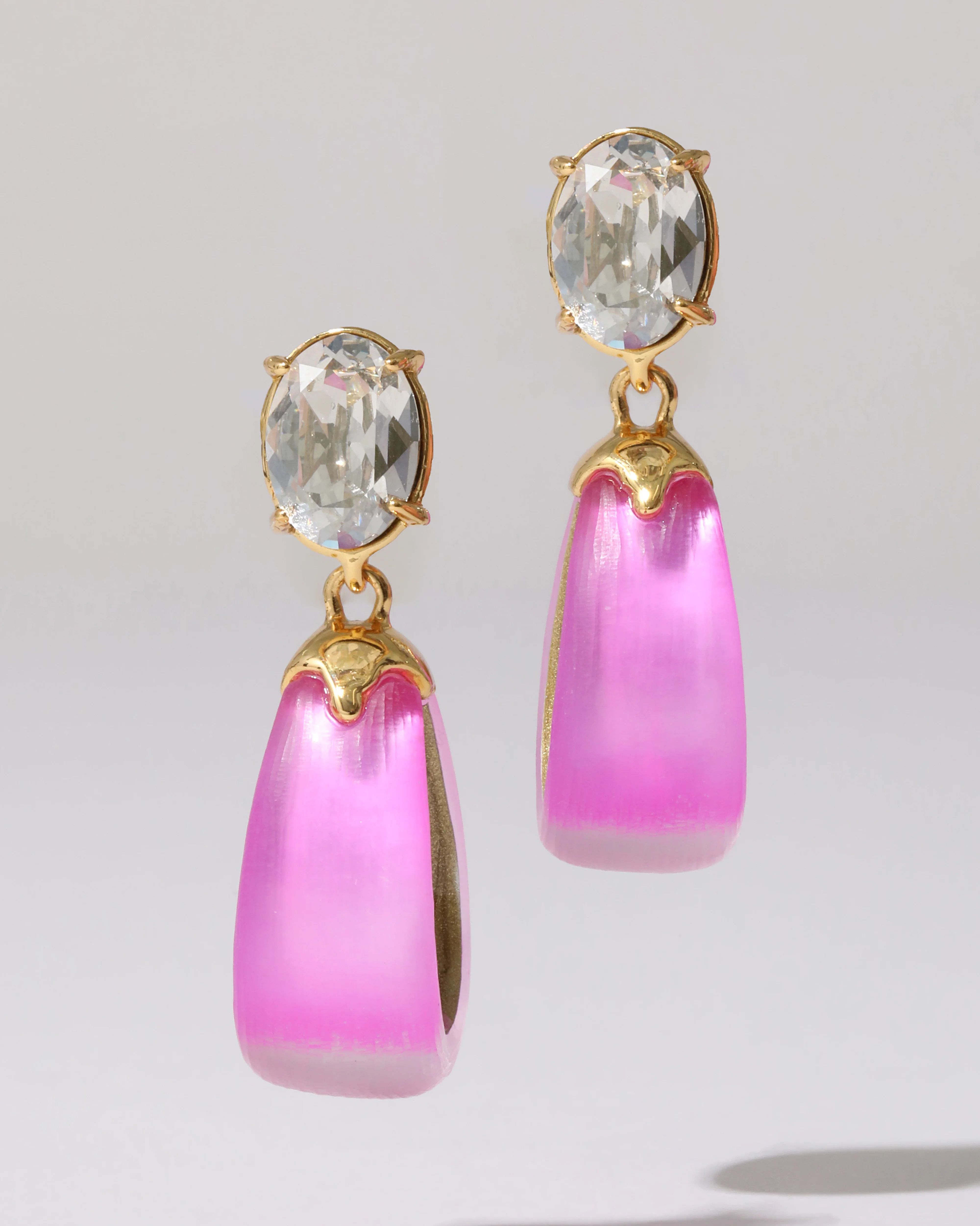 Azalea Pink Bonbon Crystal Lucite Small Teardrop Hoop Earring | Alexis Bittar | Alexis Bittar