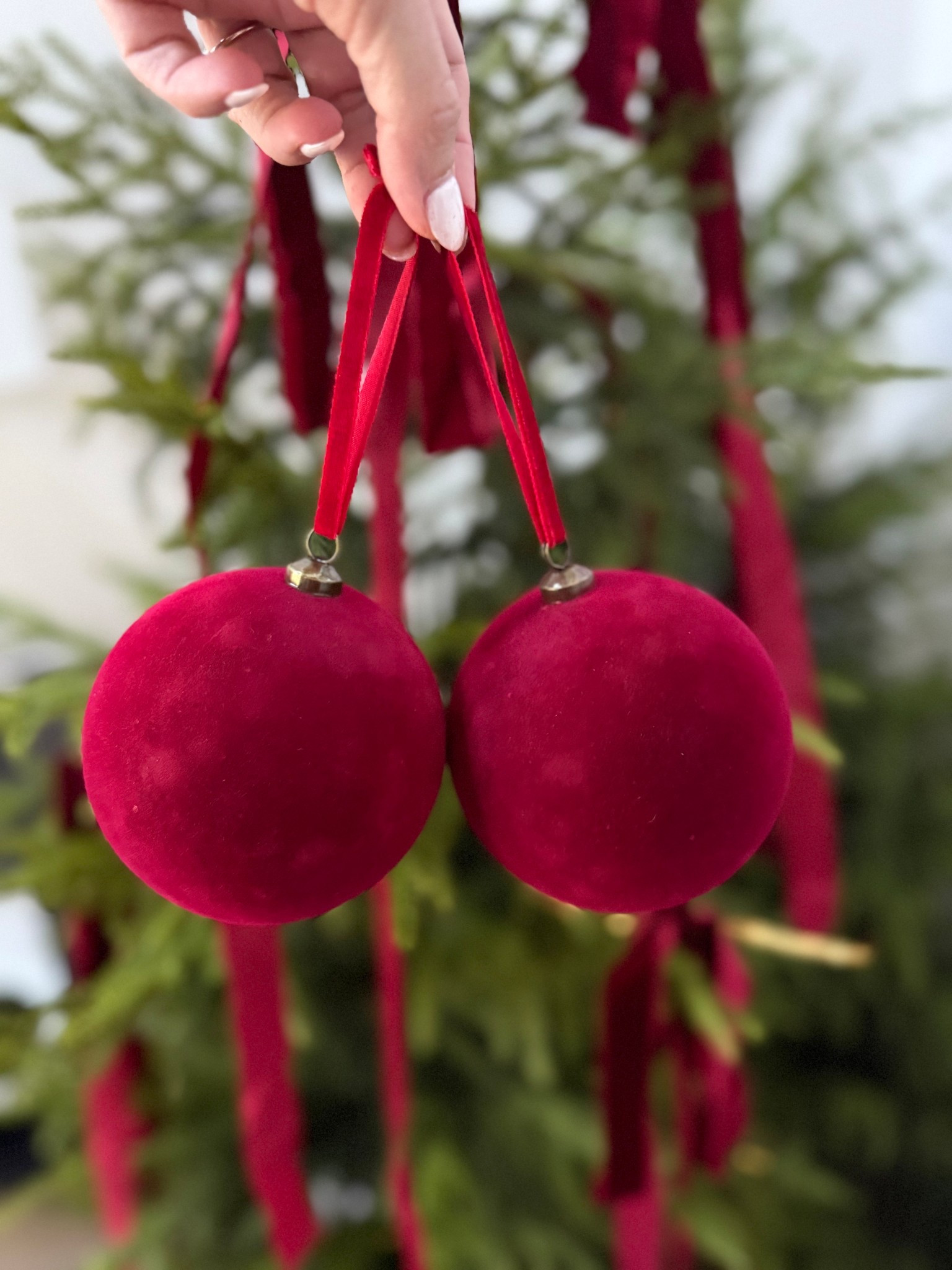 These velvet ornaments are a gorgeous rich Burgandy! Going with this color theme this year but they come in a few colors! 18 of various sizes for $27!

#LTKFindsUnder50 #LTKSeasonal #LTKHome