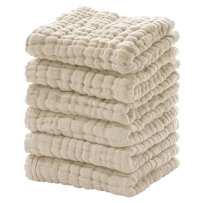 Looxii Muslin Baby Washcloths 6 Pack, 100% Cotton Baby Wash Cloths for Baby Face Body, 12x12 inch... | Amazon (US)