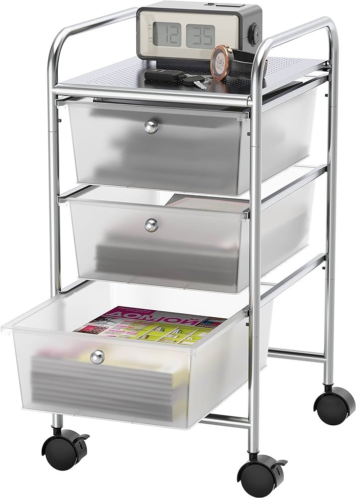 SimpleHouseware Utility Cart with 3 Drawers Rolling Storage Art Craft Organizer on Wheels | Amazon (US)