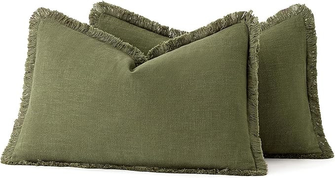 MIULEE Set of 2 Linen Throw Pillow Covers Decorative Lumbar Pillow Covers Farmhouse Style Boho Cu... | Amazon (US)
