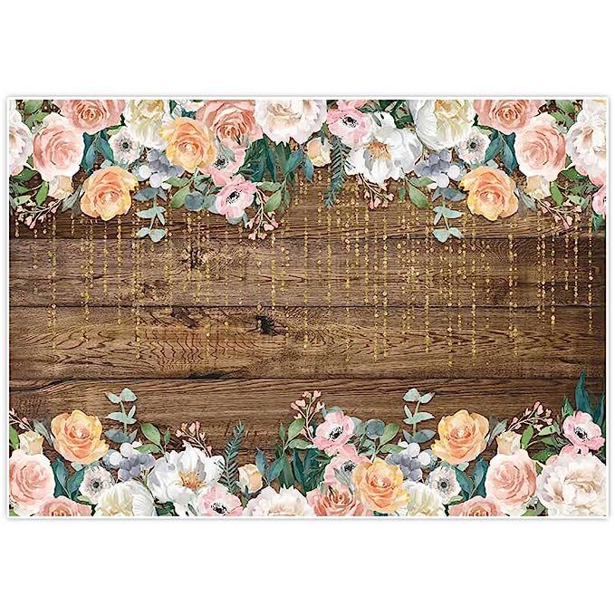 Allenjoy 7x5ft Rustic Floral Wooden Backdrop for Boho Baby Bridal Shower Wedding Graduation Photo... | Amazon (US)