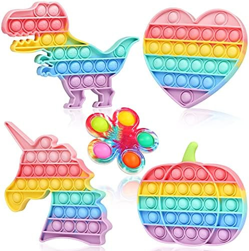 Amazon.com: LASMEX Rainbow Unicorn Dinosaur Heart Pumpkin Push Bubble Bubbles Fidget Fidgets Popp... | Amazon (US)