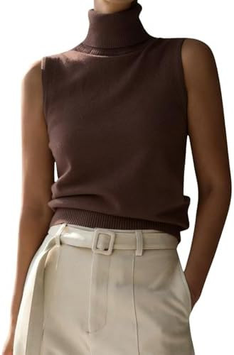Women Elegant Turtleneck Sweater Vest Fall Trendy Casual Solid Sleeveless High Neck Knit Pullover... | Amazon (US)