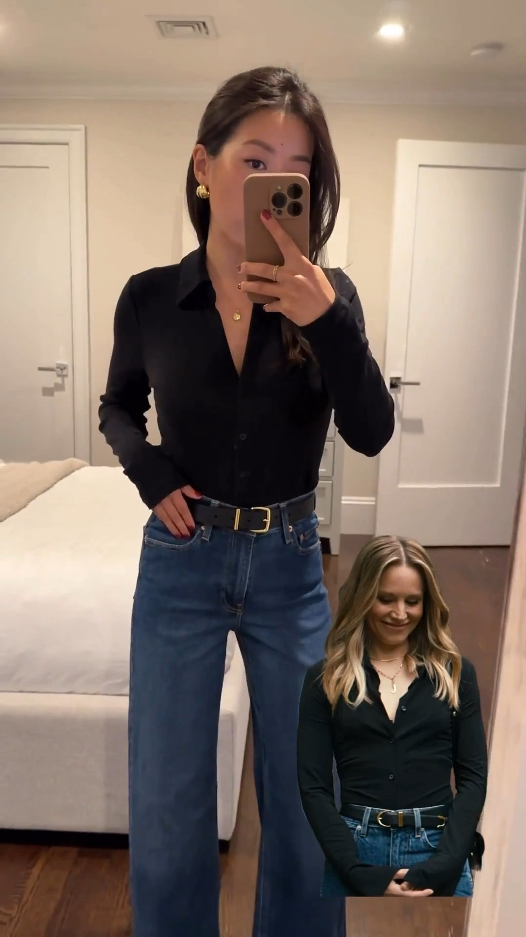 Recreating a simple but sophisticated look I had saved! Jeans are restocked in petites and on sale 

Also linked the Gap drapey 365 trousers on major sale (runs a little big)

• gap stride jeans 24 petite. Runs a little long for petite so I wear heels, but super elongating and always gets compliments

• Gap top, Linked a few similar Henley tops stocked in xxs and up

 • Madewell belt xxs 

• Madewell mini locket necklace 

• Justine boots in black size 5. Comfy and fits well with no breaking in needed. 

The Amazon drop booties are great for a lower priced faux suede option. I have size 5 and have worn them quite a bit over the years!

Smart casual workwear outfit or date night , or low key dinner with friends

#LTKFindsUnder100 #LTKSeasonal #LTKStyleTip