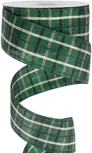 MEEDEE Green Buffalo Plaid Ribbon 2.5 Inch Green Wired Edges Ribbon Tartan 25 Yards Plaid Ribbons... | Amazon (US)