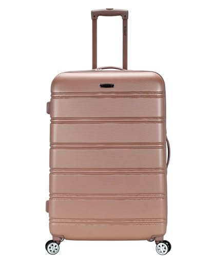 Rockland Melbourne Hardside Expandable Spinner Wheel Luggage, Checked Large 28", Rose Gold | Amazon (US)
