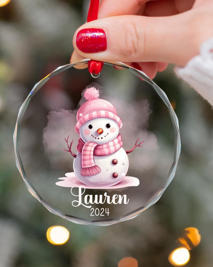Custom crystal glass ornament, unique handmade ornament, Personalized pink snowman ornament, Keepsake ornament with box, customized ornament, family gift idea, gift for child, teen, tween, young adult, gift under 20, gift from grandma 

#LTKSeasonal #LTKHoliday #LTKFamily