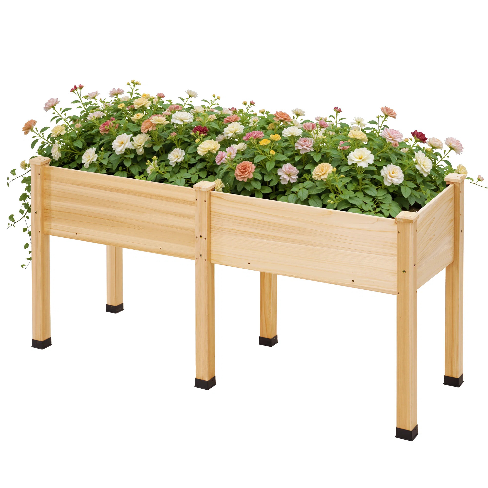 Ebern Designs Yadid Raised Garden Bed, Inches Elevated Wood Planter Box With Bed Liner, Legs, Div... | Wayfair North America