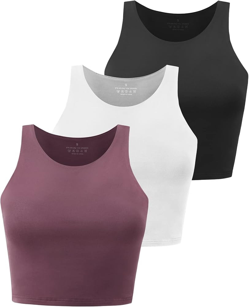 Yeawinta Workout Crop Tops for Women Cropped Racerback Halter Neck Shirts Sleeveless Yoga Tops Pa... | Amazon (US)