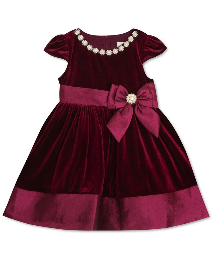 Rare Editions Baby Girls Burgundy Velvet Dress  & Reviews - Dresses - Kids - Macy's | Macys (US)
