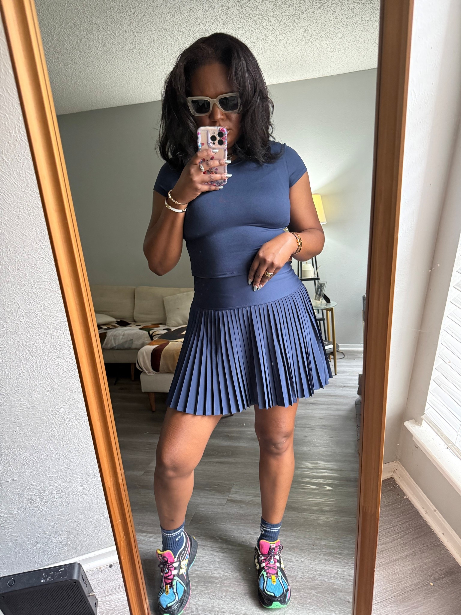 Alo Grand Slam Tennis Skirt and Alo soft crop finesse short sleeve t shirt . Running Errands but make it Girly Pop 🩶 fitness , tennis skirt , athleisure 

#LTKootd #LTKTall #LTKMidsize