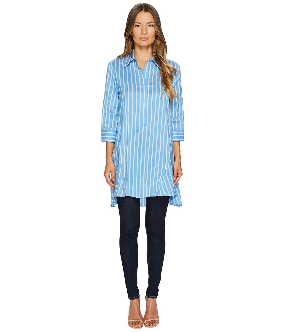 Neil Barrett - Cotton Silk Stripe Shirt (Blue/White) Women's T Shirt | Zappos