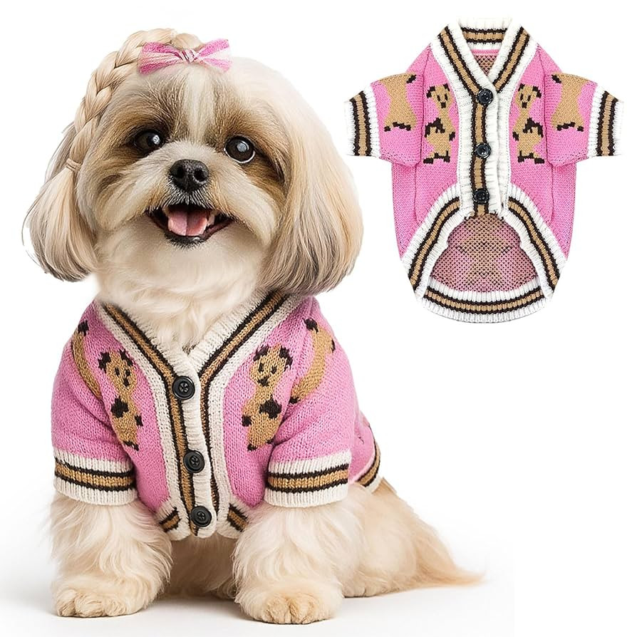 Small Dog Sweaters Cute Bear Dog Cardigans Clothes for Small Medium Dogs Boy Girl Puppy Cat Knitt... | Amazon (US)