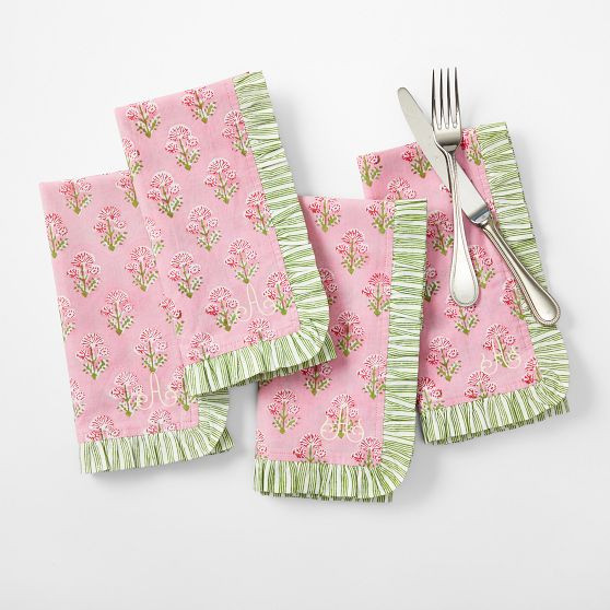 Garden Block Print Ruffle Napkins | Mark and Graham